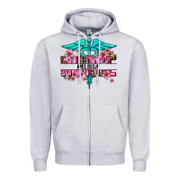 Heather Grey floral nurse custom name Zipper Hoodie - AdoDesignShop