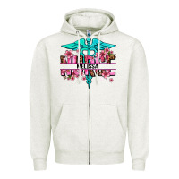 Oatmeal Heather floral nurse custom name Zipper Hoodie - AdoDesignShop