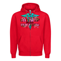 Red floral nurse custom name Zipper Hoodie - AdoDesignShop