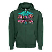 Sports Green floral nurse custom name Zipper Hoodie - AdoDesignShop