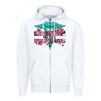 White floral nurse custom name Zipper Hoodie - AdoDesignShop