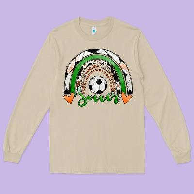 Soccer Rainbow Long Sleeve Tee Designed By Ranaportraitstore