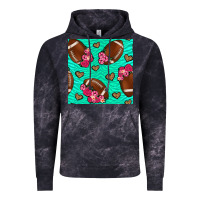 Cloud Black american football roses and hearts seamless pattern Vintage Hoodie - BundleAndBundleShop