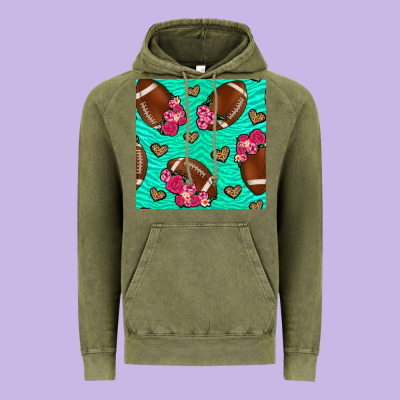 American Football Roses And Hearts Seamless Pattern Vintage Hoodie Designed By Bundleandbundleshop