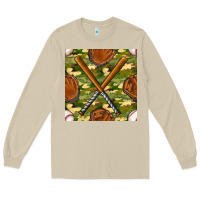Mushroom baseball bat and gloves with camouflage seamless pattern Long Sleeve Tee - BundleAndBundleShop