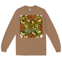 Toasted Coconut baseball bat and gloves with camouflage seamless pattern Long Sleeve Tee - BundleAndBundleShop