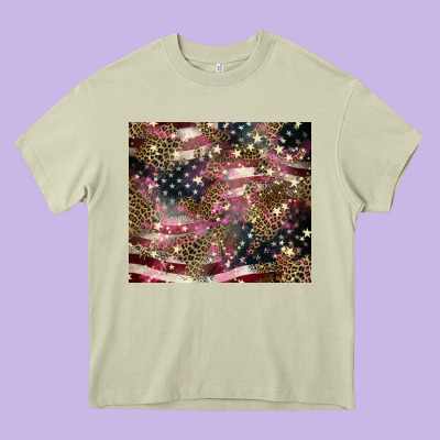 American Flag Leopard Pinktumbler Heavy Core Tee Designed By Howdyjamesfarm