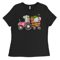 Black Easter bunny tractor Ladies Tee - CowGirlArtShop