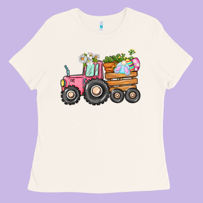 Easter Bunny Tractor Ladies Tee Designed By Cowgirlartshop