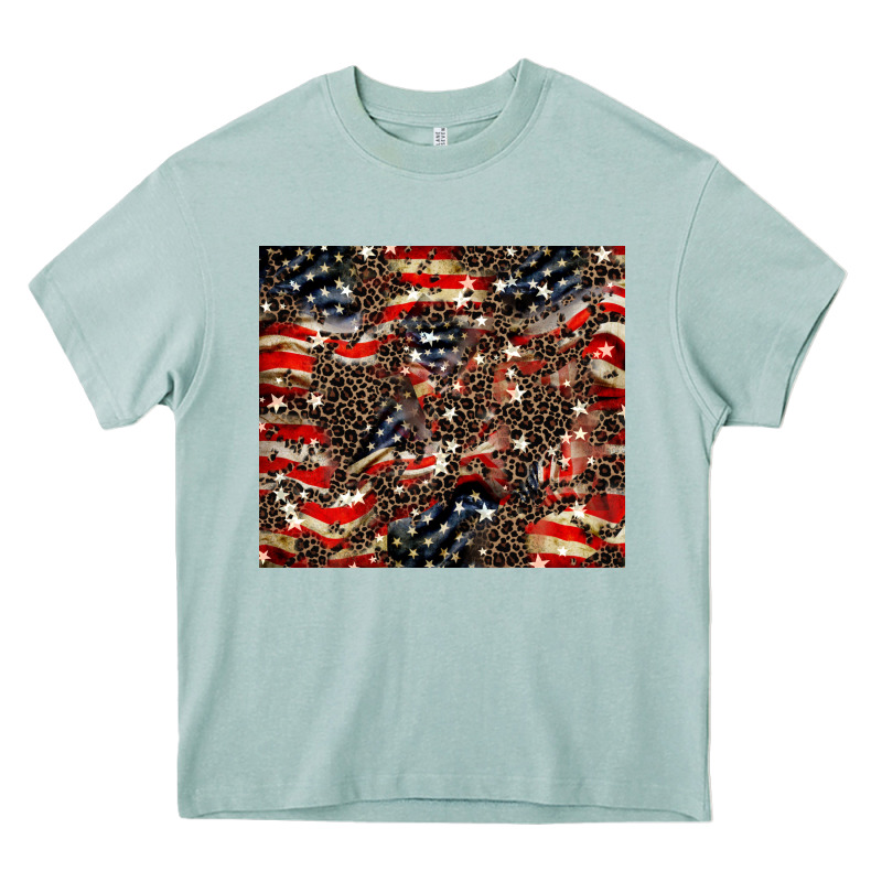 American Flag Leopard Tumbler Heavy Core Tee by HowdyJamesFarm | Teevron