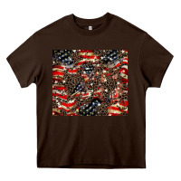 Chocolate Brown American flag leopard tumbler Heavy Core Tee - HowdyJamesFarm