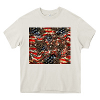 Cream American flag leopard tumbler Heavy Core Tee - HowdyJamesFarm
