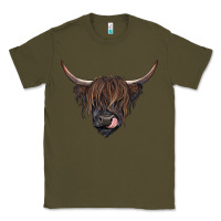 Army Green Black highland cow Classic Tee - RanaPortraitStore