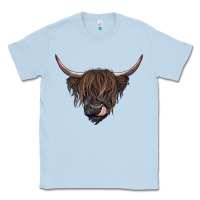 Dusty Blue Black highland cow Classic Tee - RanaPortraitStore