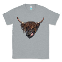 Heather Grey Black highland cow Classic Tee - RanaPortraitStore