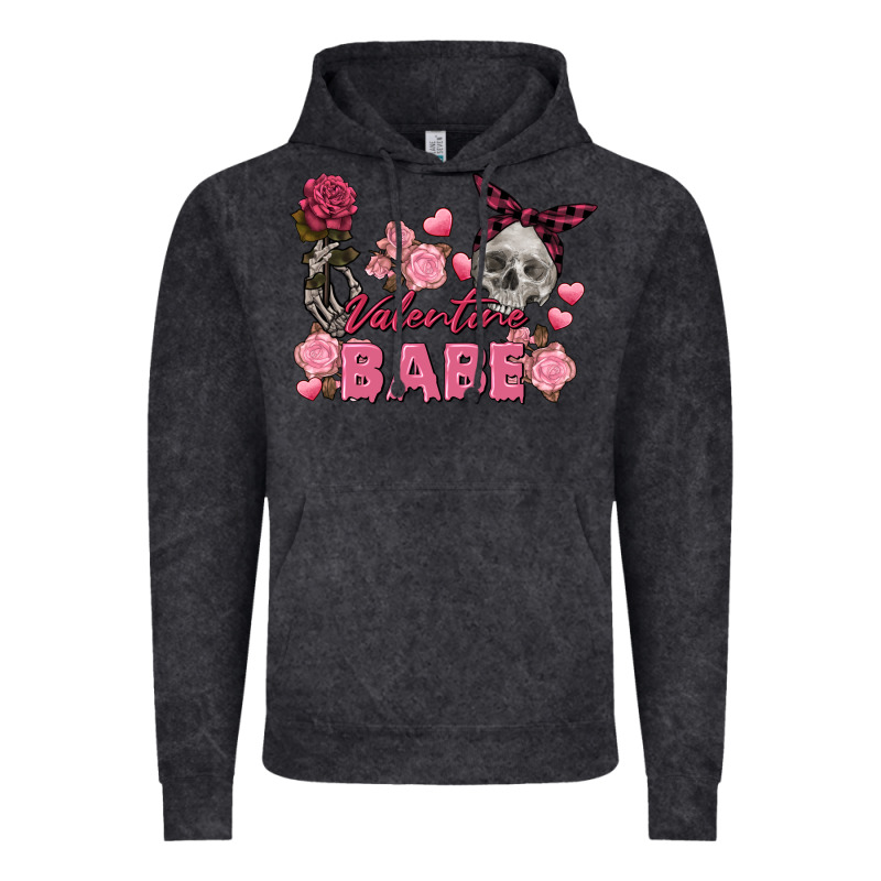 Valentine Babe Valentine's Day Skull Vintage Hoodie by FaDigitalArtStudio | Teevron