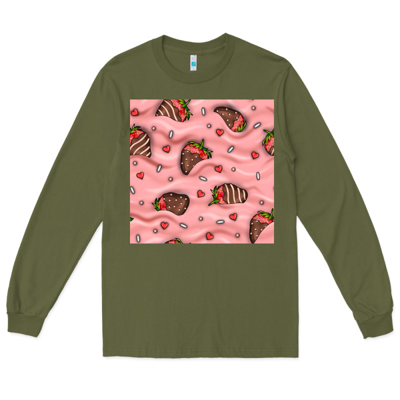 Valentines Day Strawberries In Cream Seamless Pattern Long Sleeve Tee by BundleAndBundleShop | Teevron