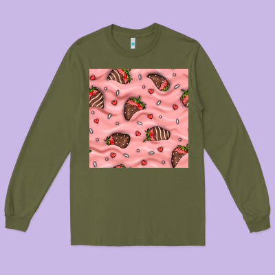 Valentines Day Strawberries In Cream Seamless Pattern Long Sleeve Tee Designed By Bundleandbundleshop