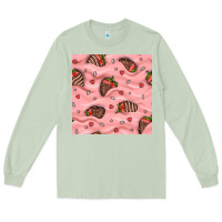 Matcha valentines day strawberries in cream seamless pattern Long Sleeve Tee - BundleAndBundleShop