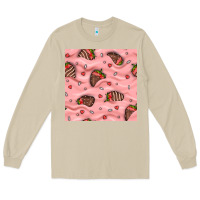 Mushroom valentines day strawberries in cream seamless pattern Long Sleeve Tee - BundleAndBundleShop