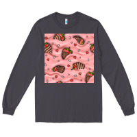 Smoke valentines day strawberries in cream seamless pattern Long Sleeve Tee - BundleAndBundleShop