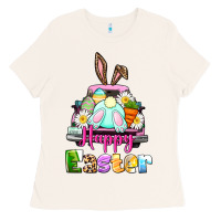Bone Bunny Happy Easter truck Ladies Tee - CowGirlArtShop