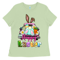 Matcha Bunny Happy Easter truck Ladies Tee - CowGirlArtShop