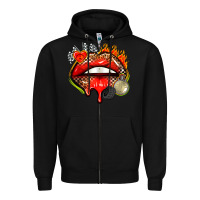 Black race lips Zipper Hoodie - AdoDesignShop