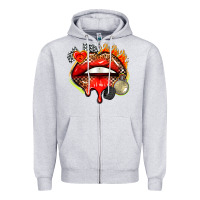 Heather Grey race lips Zipper Hoodie - AdoDesignShop