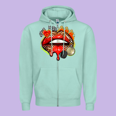 Race Lips Zipper Hoodie Designed By Adodesignshop