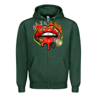 Sports Green race lips Zipper Hoodie - AdoDesignShop