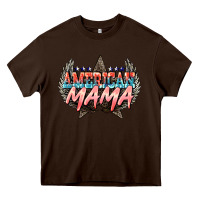 Chocolate Brown American mama 4th of july Heavy Core Tee - HowdyJamesFarm