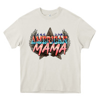 Cream American mama 4th of july Heavy Core Tee - HowdyJamesFarm