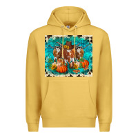 Antique Gold fall longhorn cows Premium Hoodie - RanaPortraitStore