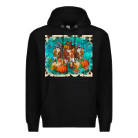 Black fall longhorn cows Premium Hoodie - RanaPortraitStore
