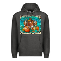 Charcoal Heather fall longhorn cows Premium Hoodie - RanaPortraitStore