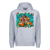 Heather Grey fall longhorn cows Premium Hoodie - RanaPortraitStore
