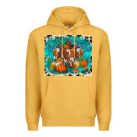 Mustard fall longhorn cows Premium Hoodie - RanaPortraitStore