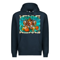 Navy fall longhorn cows Premium Hoodie - RanaPortraitStore