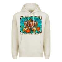 Oatmeal Heather fall longhorn cows Premium Hoodie - RanaPortraitStore