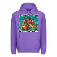 Purple fall longhorn cows Premium Hoodie - RanaPortraitStore