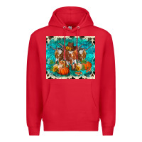 Red fall longhorn cows Premium Hoodie - RanaPortraitStore