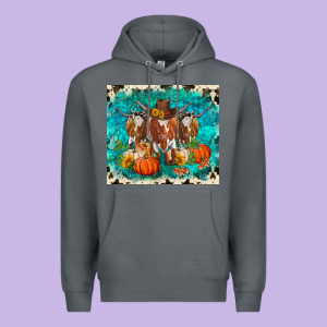 Fall Longhorn Cows Premium Hoodie Designed By Ranaportraitstore