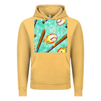 Vintage Mustard baseball bat with thunders seamless pattern Vintage Hoodie - BundleAndBundleShop