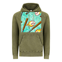 Vintage Olive baseball bat with thunders seamless pattern Vintage Hoodie - BundleAndBundleShop