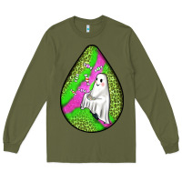 Army Green halloween ghost teardrop Long Sleeve Tee - BundleAndBundleShop