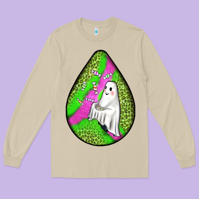 Halloween Ghost Teardrop Long Sleeve Tee Designed By Bundleandbundleshop