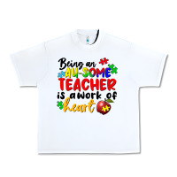 White Being an au some teacher is a work of the heart Urban Heavy Tee - FaDigitalArtStudio