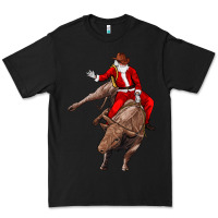 Black santa riding a bull Premium Tee - CowGirlArtShop