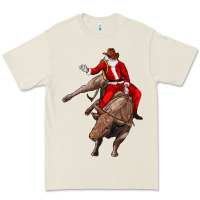 Bone santa riding a bull Premium Tee - CowGirlArtShop